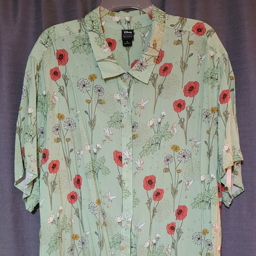 Box Lunch/Her Universe Tinkerbell Button Up T-Shirt Size 3